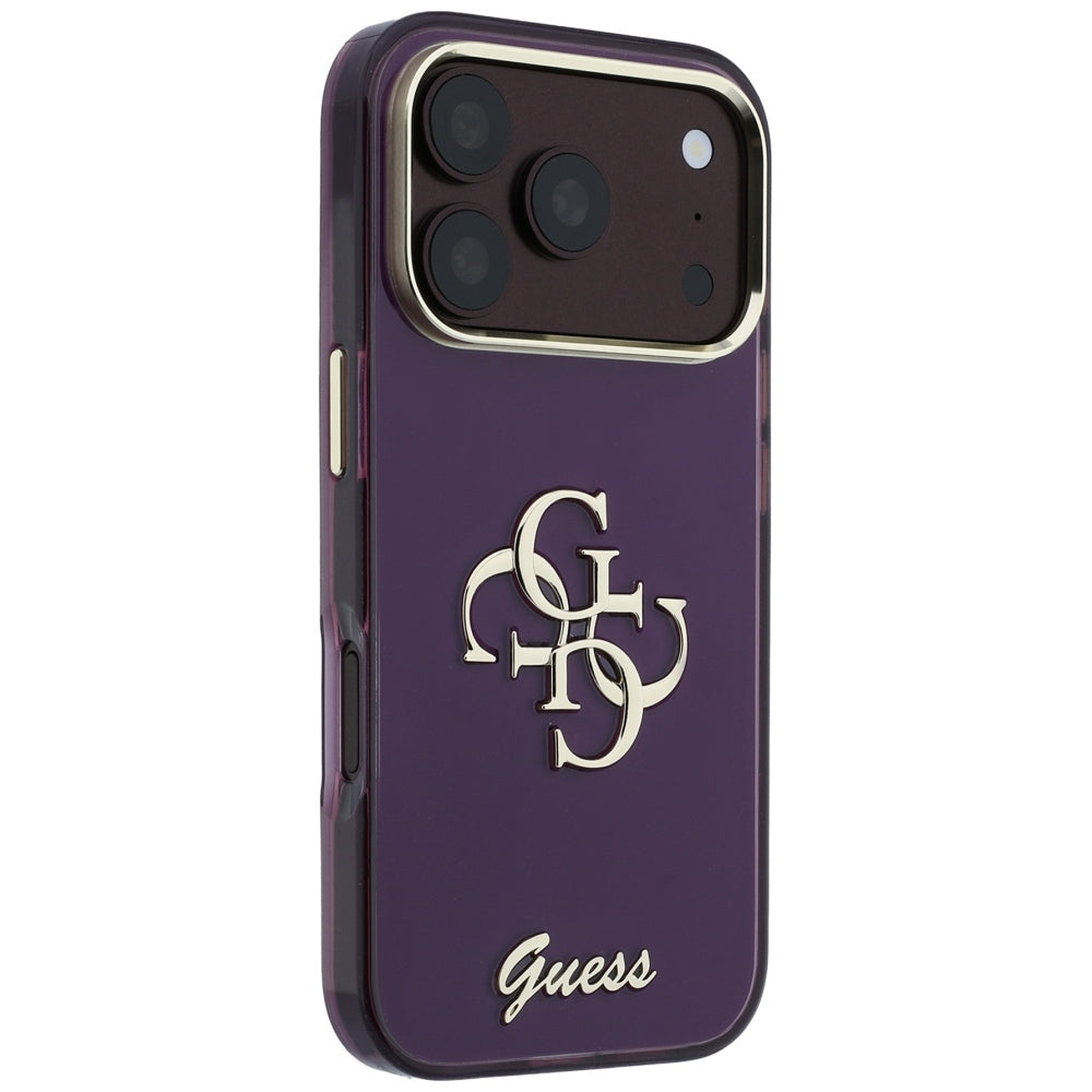 Fodral för Apple iPhone 18 Pro / 17 Pro, Guess, IML 4G Metal Script, Vinröd