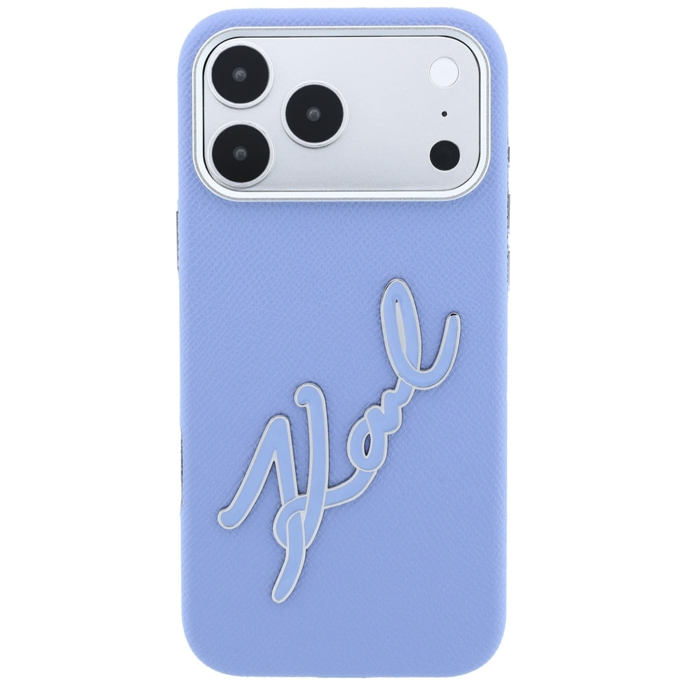 Fodral för Apple iPhone 18 Pro / 17 Pro, Karl Lagerfeld, Smooth Big Resin Signature Logo, Bleu