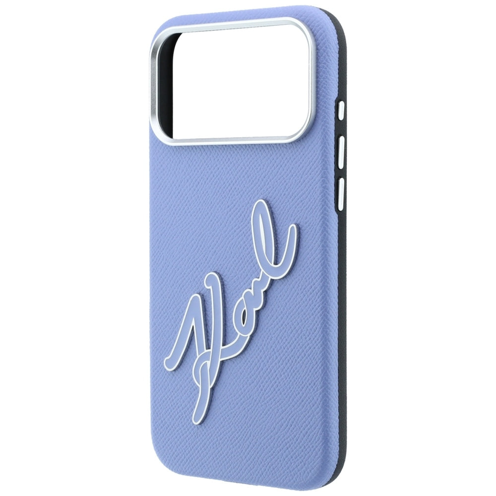 Fodral för Apple iPhone 18 Pro / 17 Pro, Karl Lagerfeld, Smooth Big Resin Signature Logo, Bleu