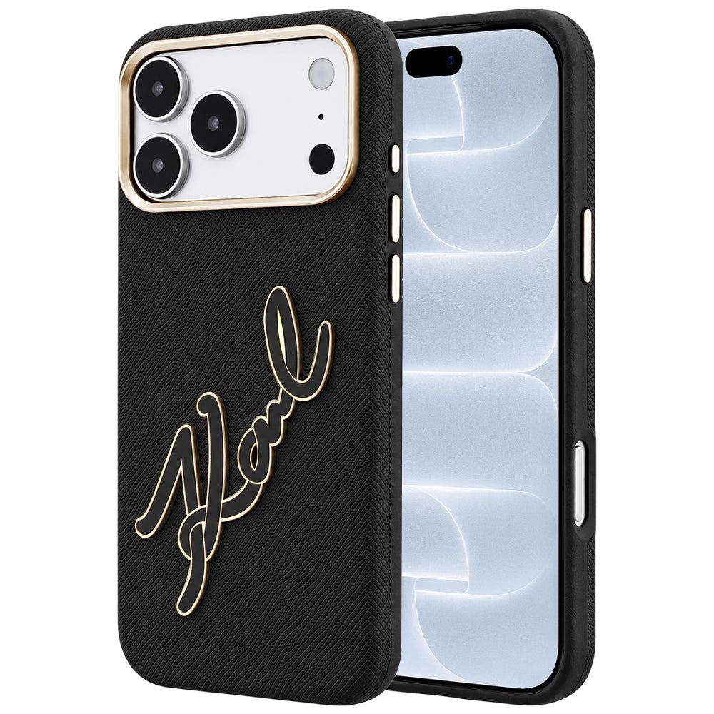 Fodral för Apple iPhone 18 Pro / 17 Pro, Karl Lagerfeld, Smooth Big Resin Signature Logo, Svart