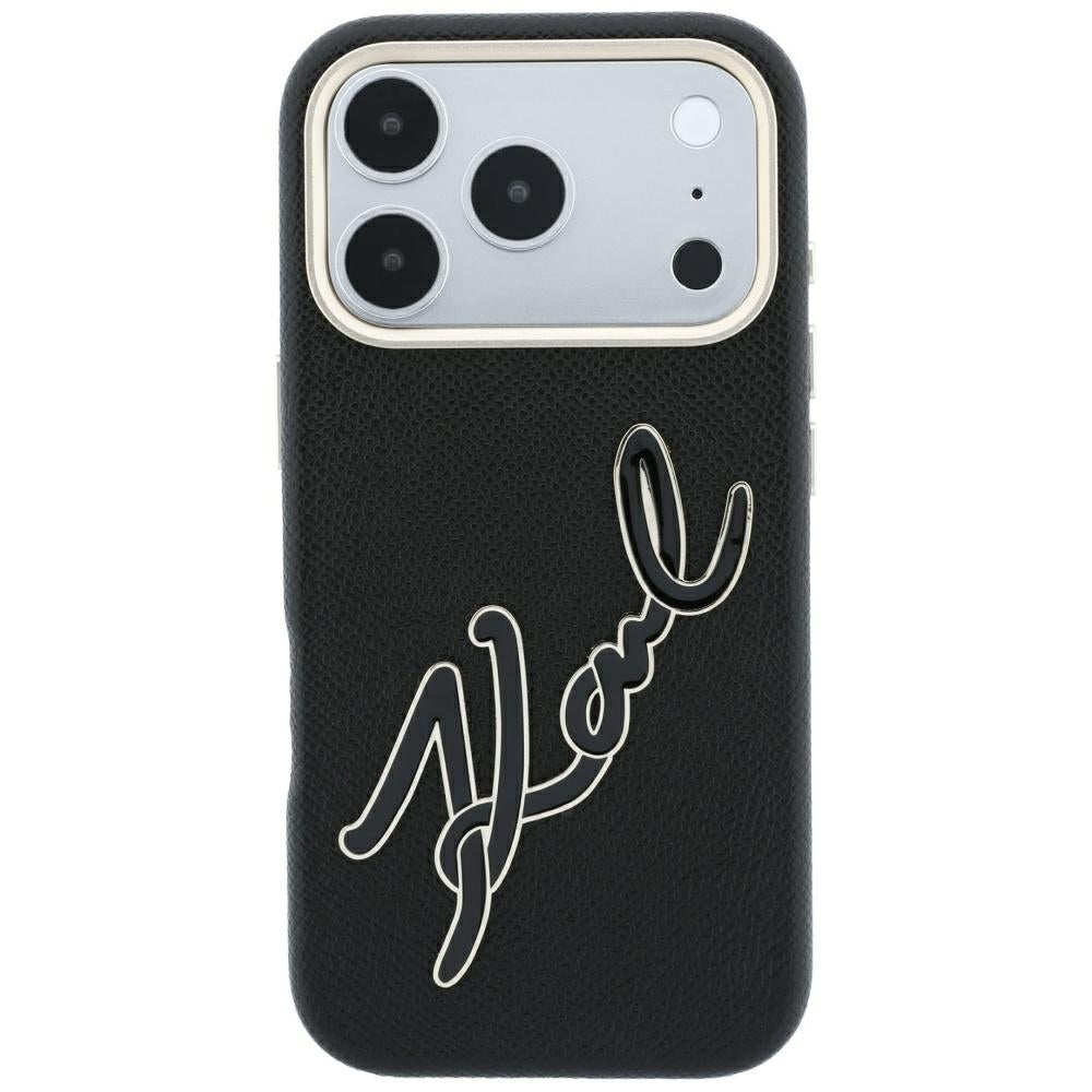 Fodral för Apple iPhone 18 Pro / 17 Pro, Karl Lagerfeld, Smooth Big Resin Signature Logo, Svart