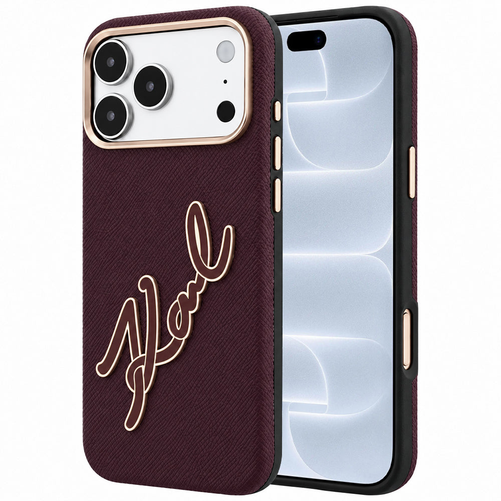 Fodral för Apple iPhone 18 Pro / 17 Pro, Karl Lagerfeld, Smooth Big Resin Signature Logo, Vinröd
