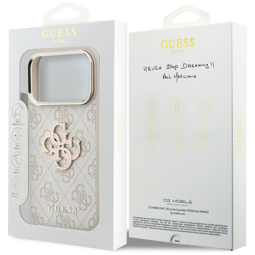 Fodral för Apple iPhone 18 Pro Max / 17 Pro Max, Guess, 4G Big Resin Logo, Rosa