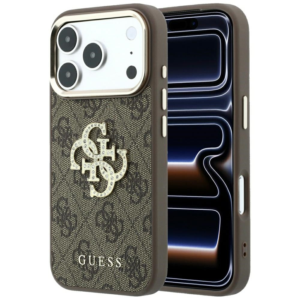 Fodral för Apple iPhone 18 Pro Max / 17 Pro Max, Guess, 4G Big Strass Logo, Brun