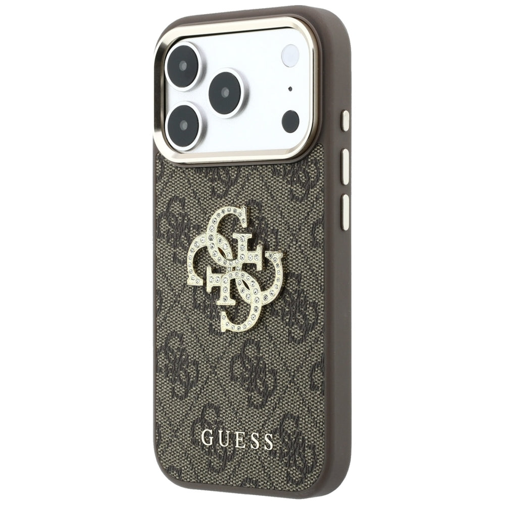 Fodral för Apple iPhone 18 Pro Max / 17 Pro Max, Guess, 4G Big Strass Logo, Brun