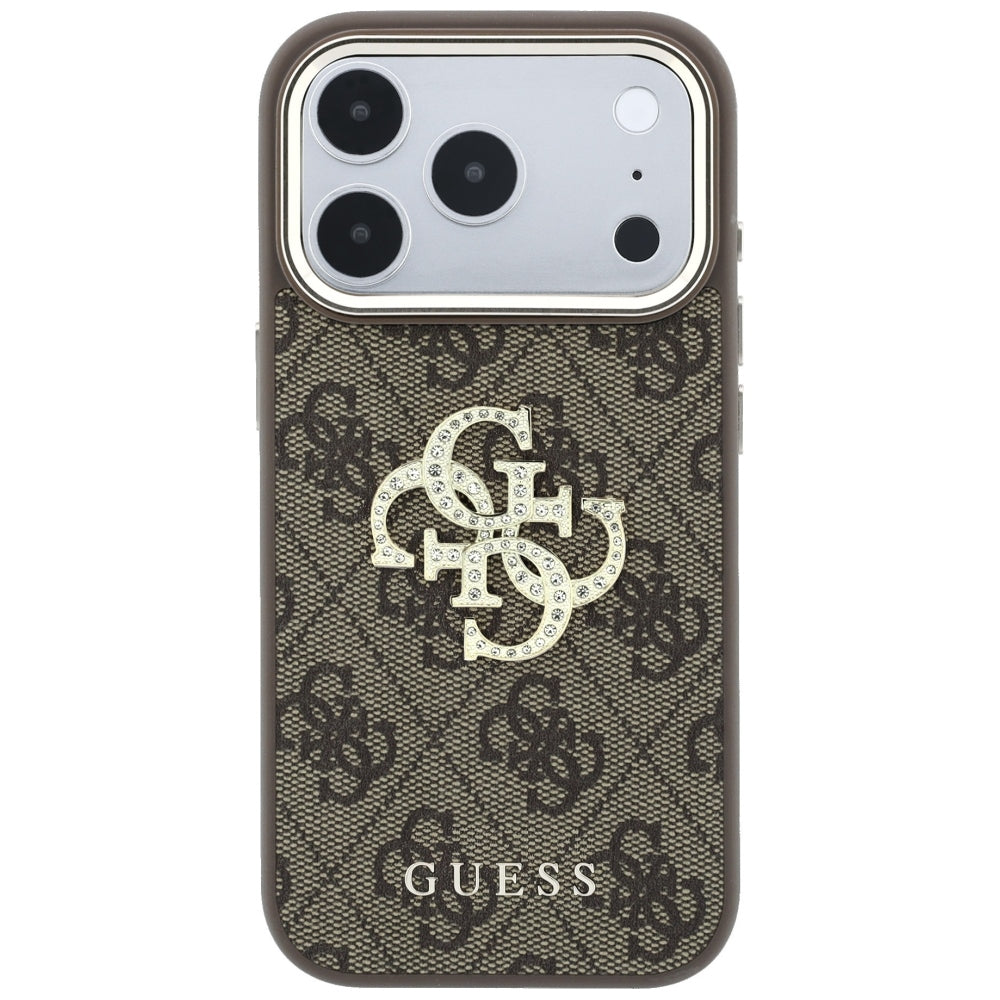 Fodral för Apple iPhone 18 Pro Max / 17 Pro Max, Guess, 4G Big Strass Logo, Brun