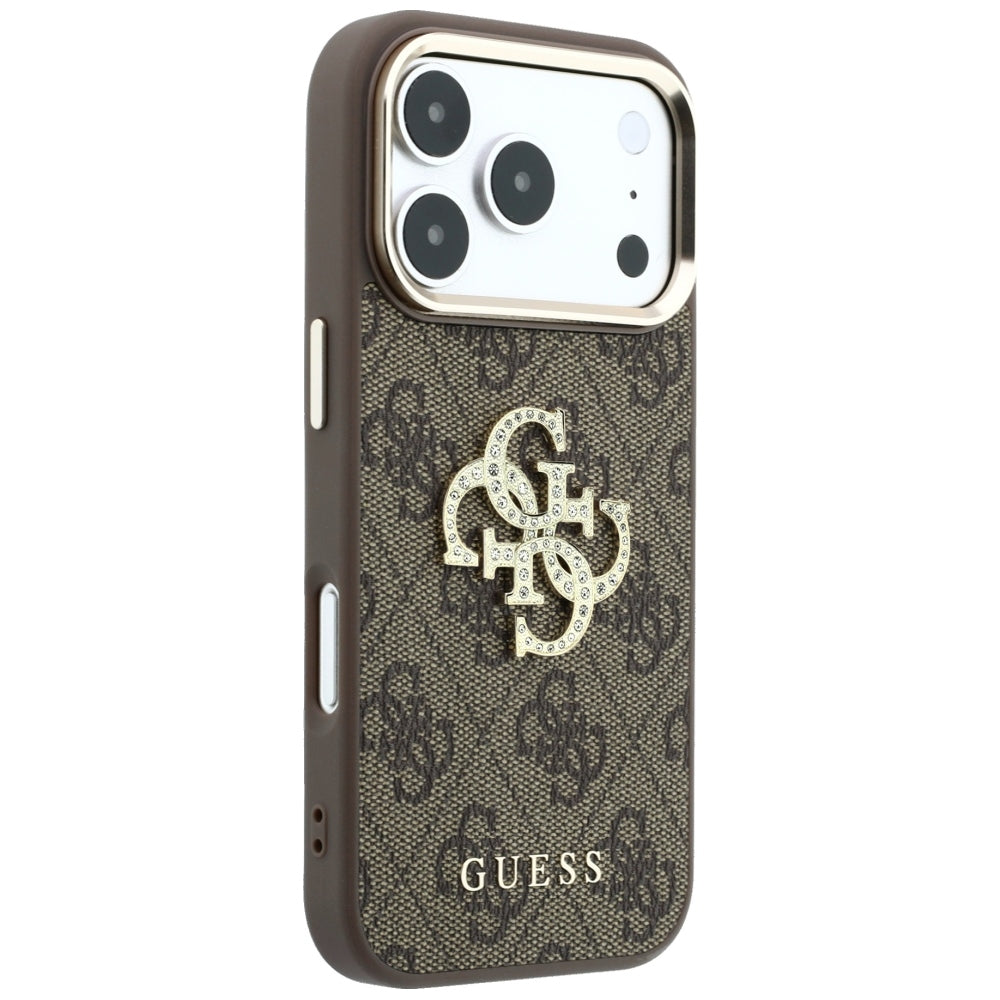 Fodral för Apple iPhone 18 Pro Max / 17 Pro Max, Guess, 4G Big Strass Logo, Brun
