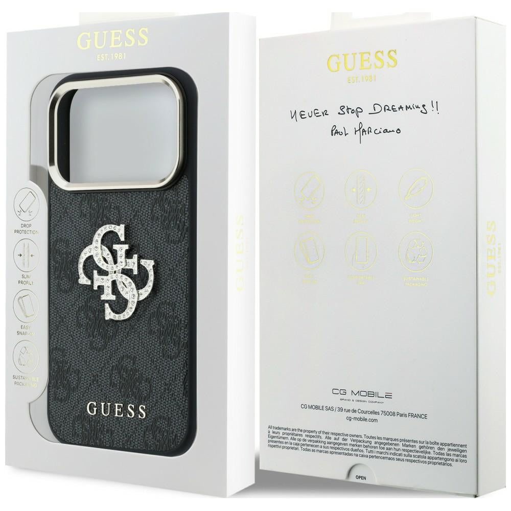 Fodral för Apple iPhone 18 Pro Max / 17 Pro Max, Guess, 4G Big Strass Logo, Svart