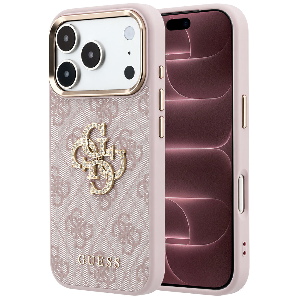Fodral för Apple iPhone 18 Pro Max / 17 Pro Max, Guess, 4G Big Strass Logo, Rosa