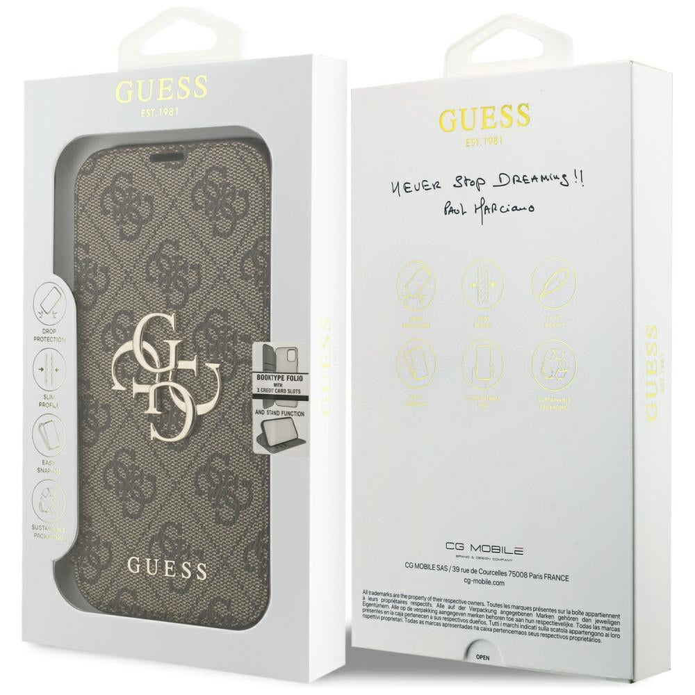 Case for Apple iPhone 18 Pro Max / 17 Pro Max, Guess, 4G Metal Logo, Brown