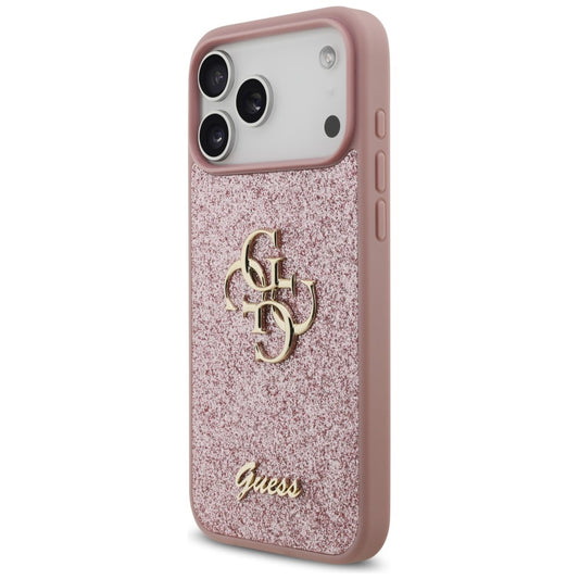 Fodral för Apple iPhone 18 Pro Max / 17 Pro Max, Guess, Fixed Glitter Big 4G, Rosa