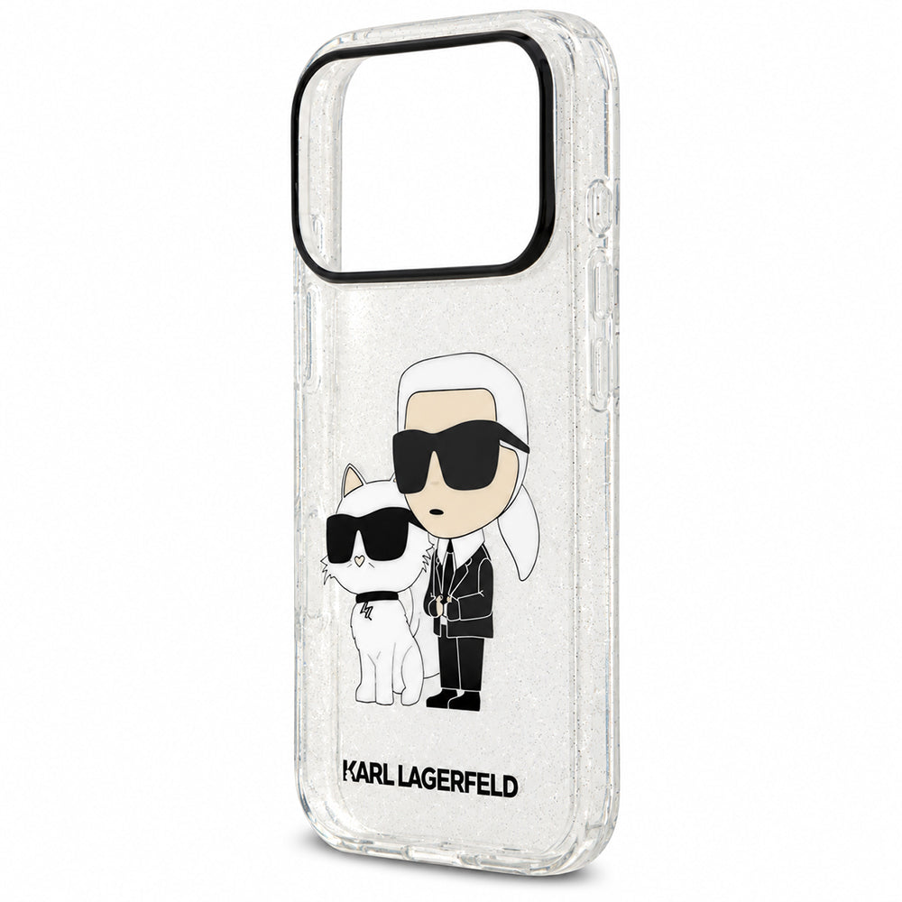 Skal till Apple iPhone 18 Pro Max / 17 Pro Max, Karl Lagerfeld, IML Glitter Karl and Choupette NFT, transparent