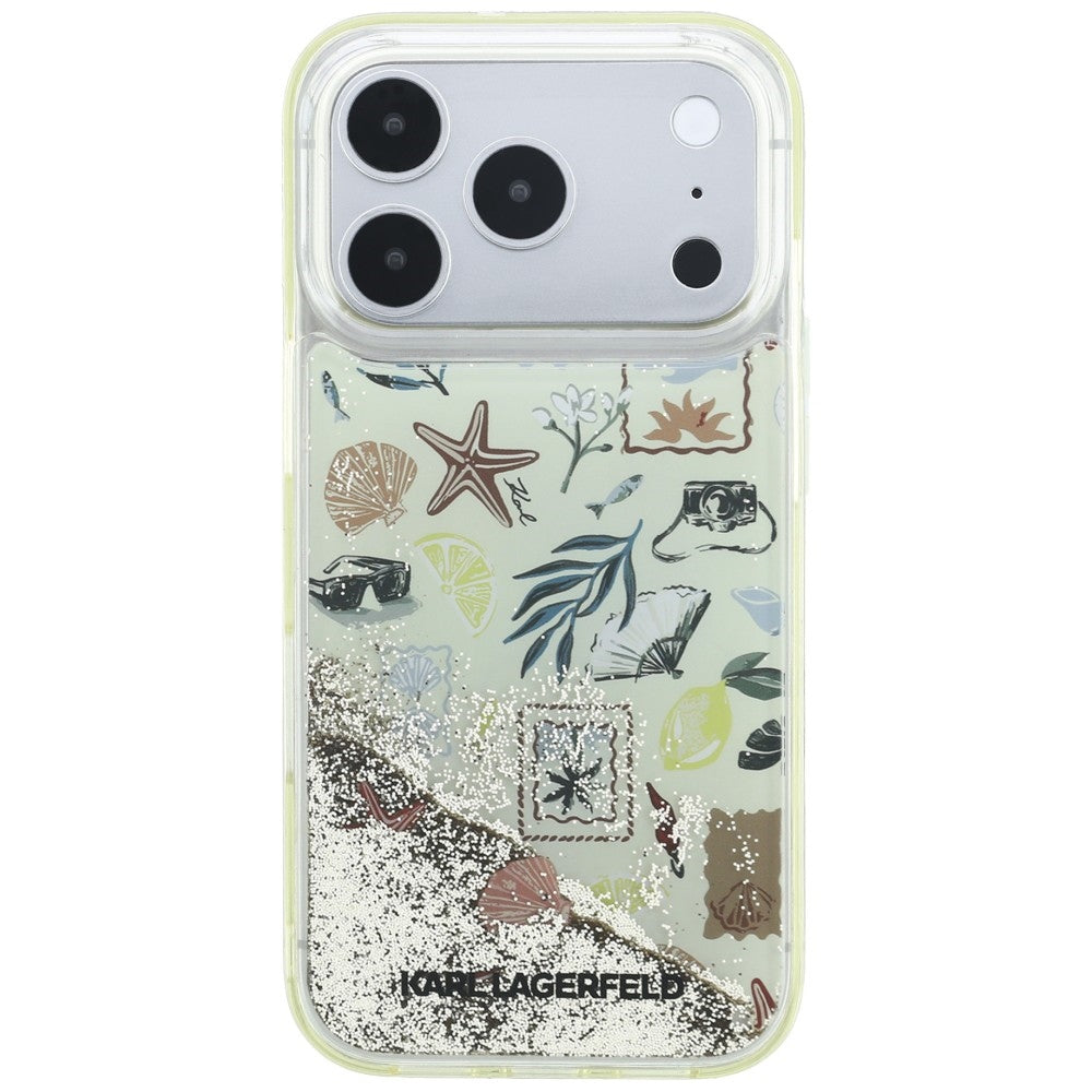 Fodral för Apple iPhone 18 Pro Max / 17 Pro Max, Karl Lagerfeld, Liquid Glitter Beach and Sand, Beige