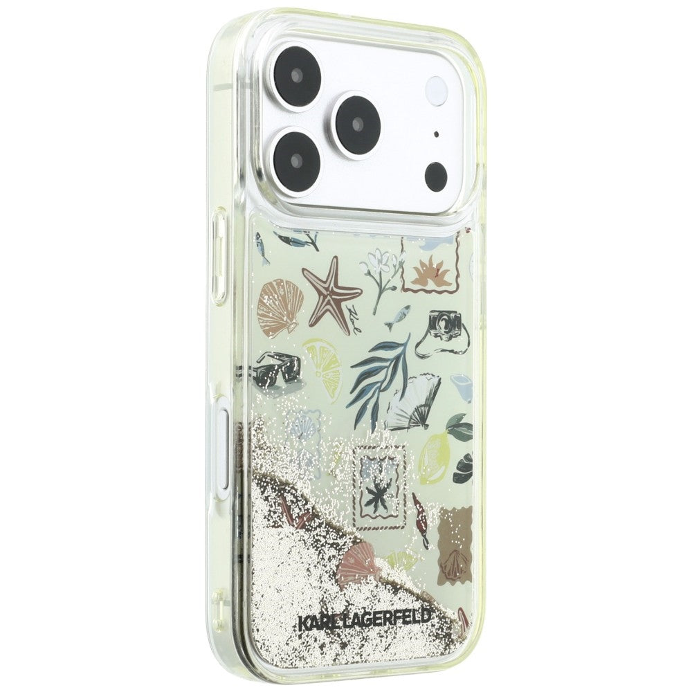 Fodral för Apple iPhone 18 Pro Max / 17 Pro Max, Karl Lagerfeld, Liquid Glitter Beach and Sand, Beige