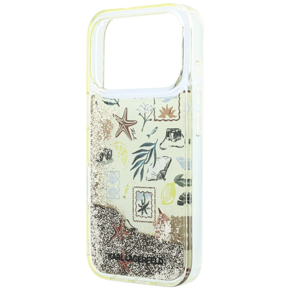 Fodral för Apple iPhone 18 Pro Max / 17 Pro Max, Karl Lagerfeld, Liquid Glitter Beach and Sand, Beige