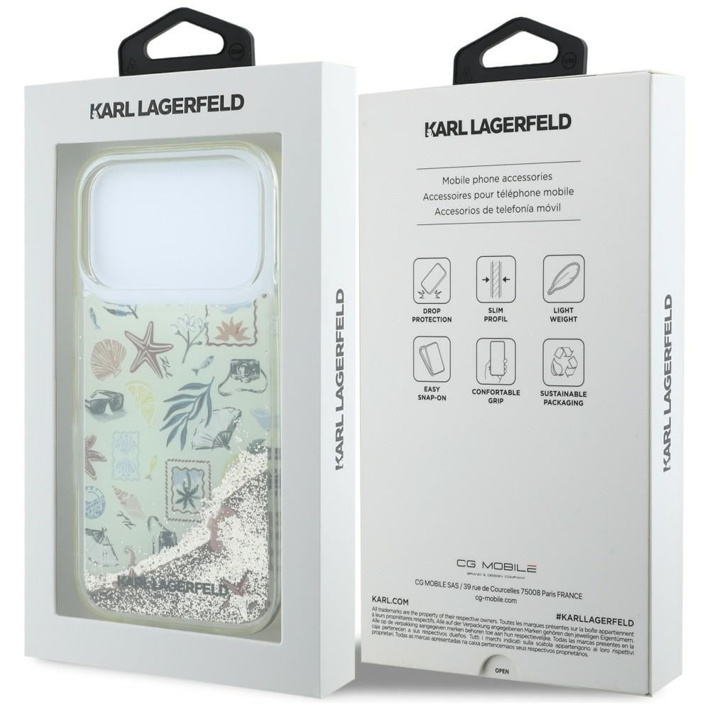 Fodral för Apple iPhone 18 Pro Max / 17 Pro Max, Karl Lagerfeld, Liquid Glitter Beach and Sand, Beige