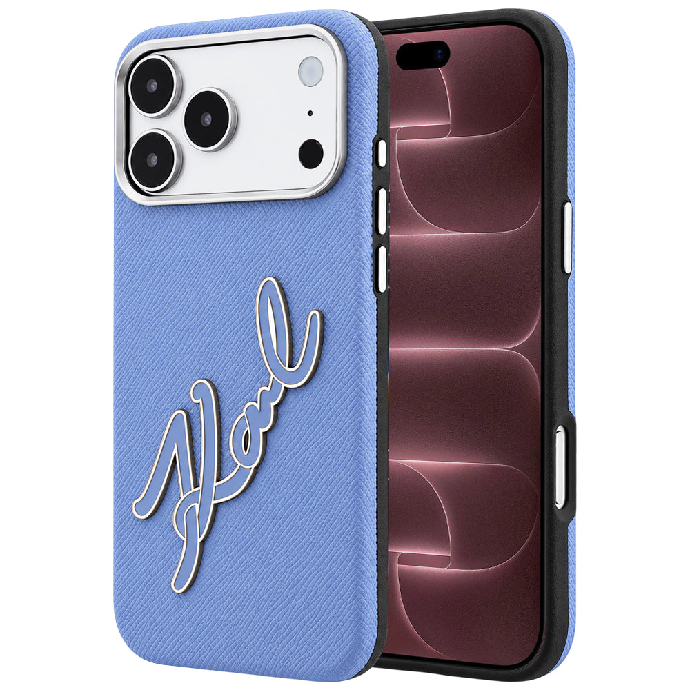Fodral för Apple iPhone 18 Pro Max / 17 Pro Max, Karl Lagerfeld, Smooth Big Resin Signature Logo, Bleu