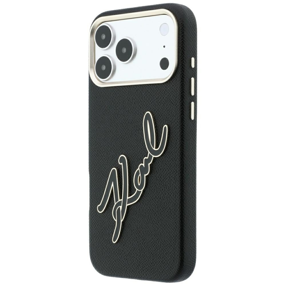 Fodral för Apple iPhone 18 Pro Max / 17 Pro Max, Karl Lagerfeld, Smooth Big Resin Signature Logo, Svart