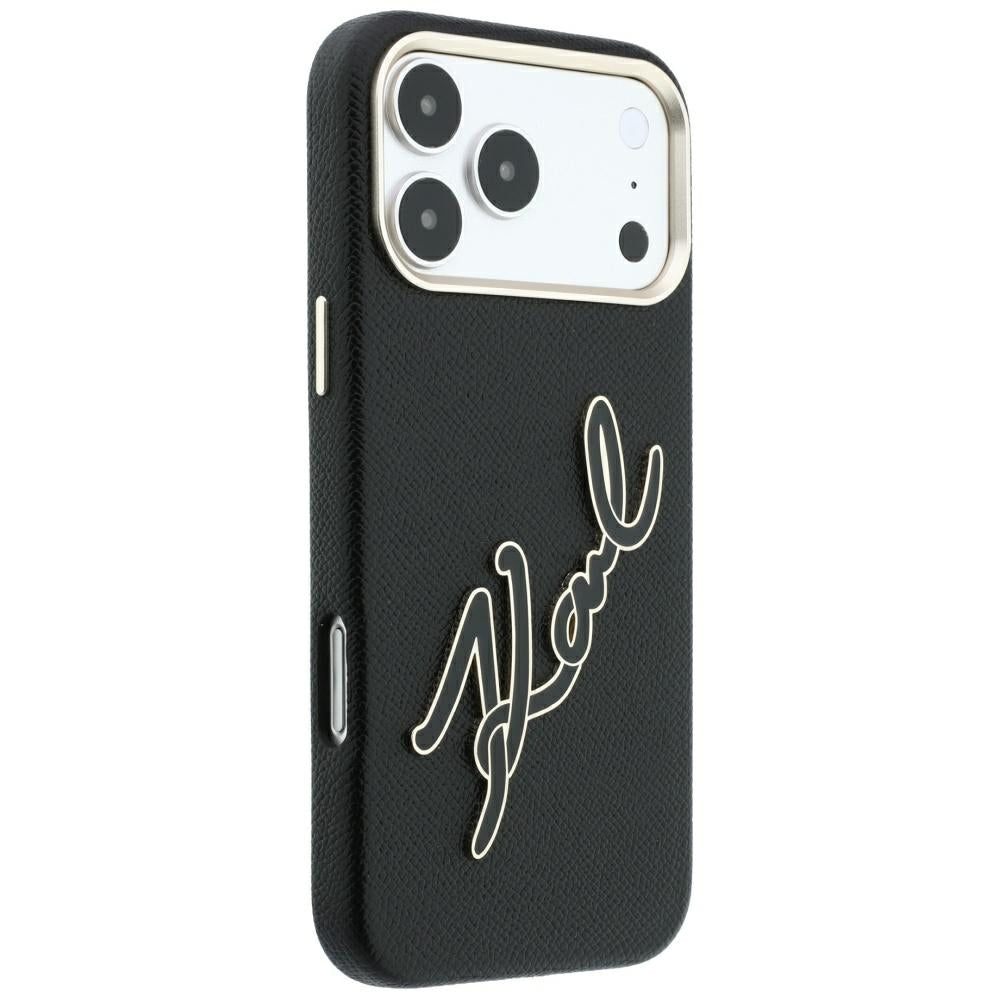 Fodral för Apple iPhone 18 Pro Max / 17 Pro Max, Karl Lagerfeld, Smooth Big Resin Signature Logo, Svart