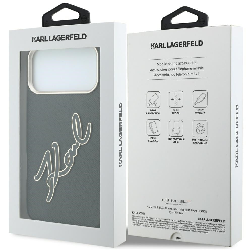 Fodral för Apple iPhone 18 Pro Max / 17 Pro Max, Karl Lagerfeld, Smooth Big Resin Signature Logo, Svart