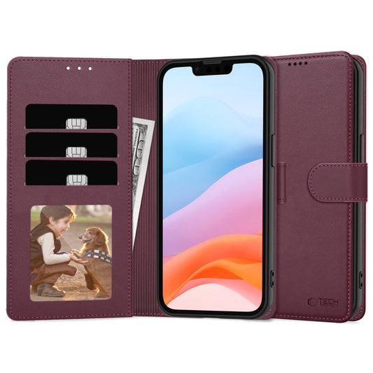 Fodral för Apple iPhone 16e, Tech-Protect, Wallet, Körsbärsröd