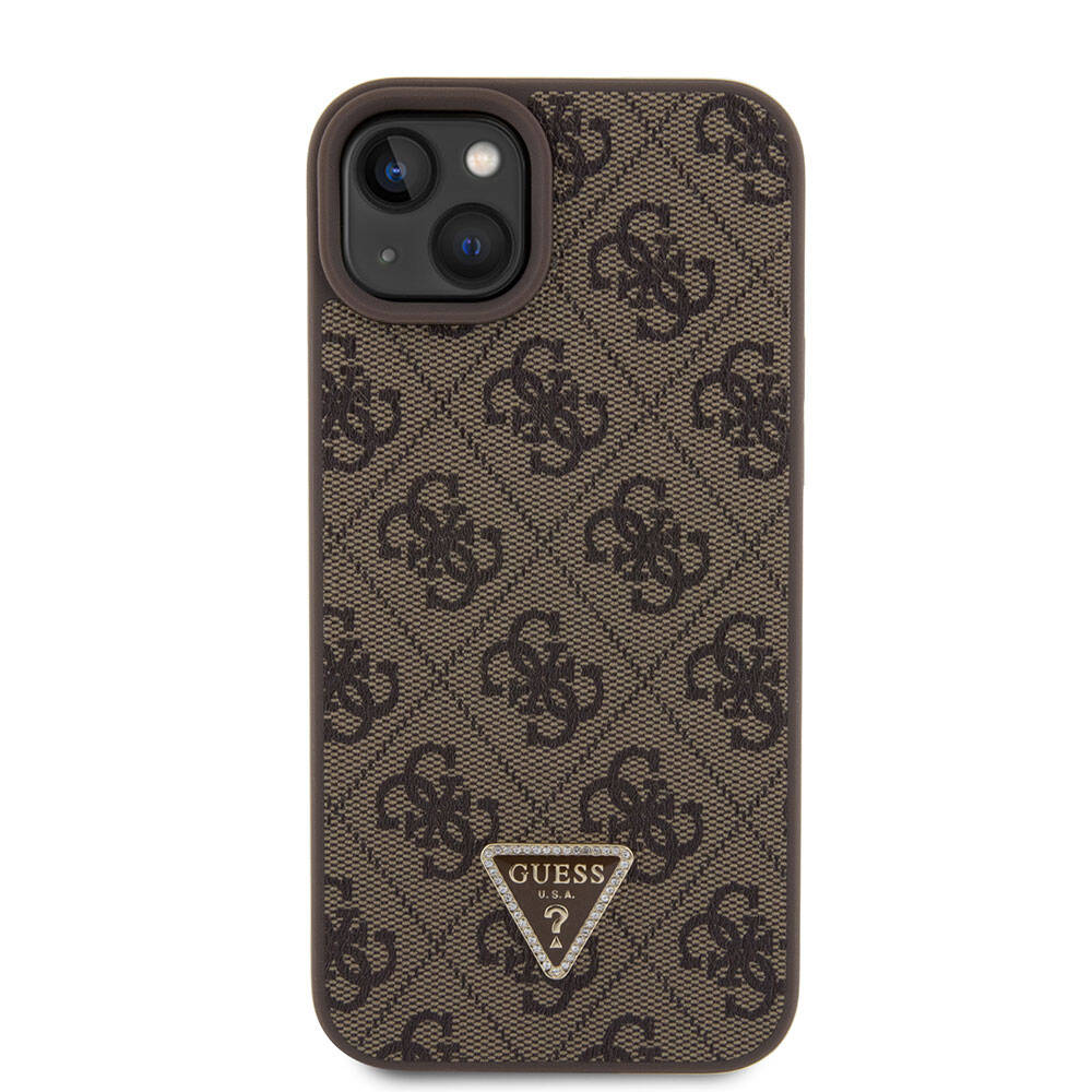 Fodral för Apple iPhone 15 Plus, Guess, Crossbody 4G Metal Logo, Brun, Återsigillad