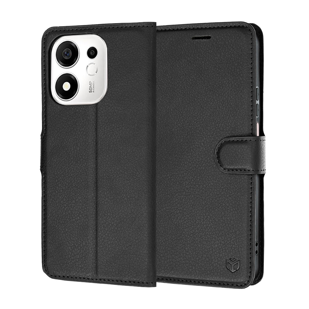 Fodral för Honor 600 Smart, Techsuit, Leather Folio, Svart