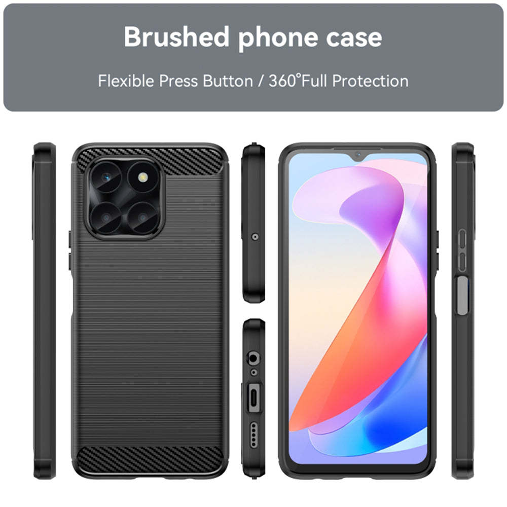 Fodral för Honor X6a, Techsuit, Kolfiber, Svart