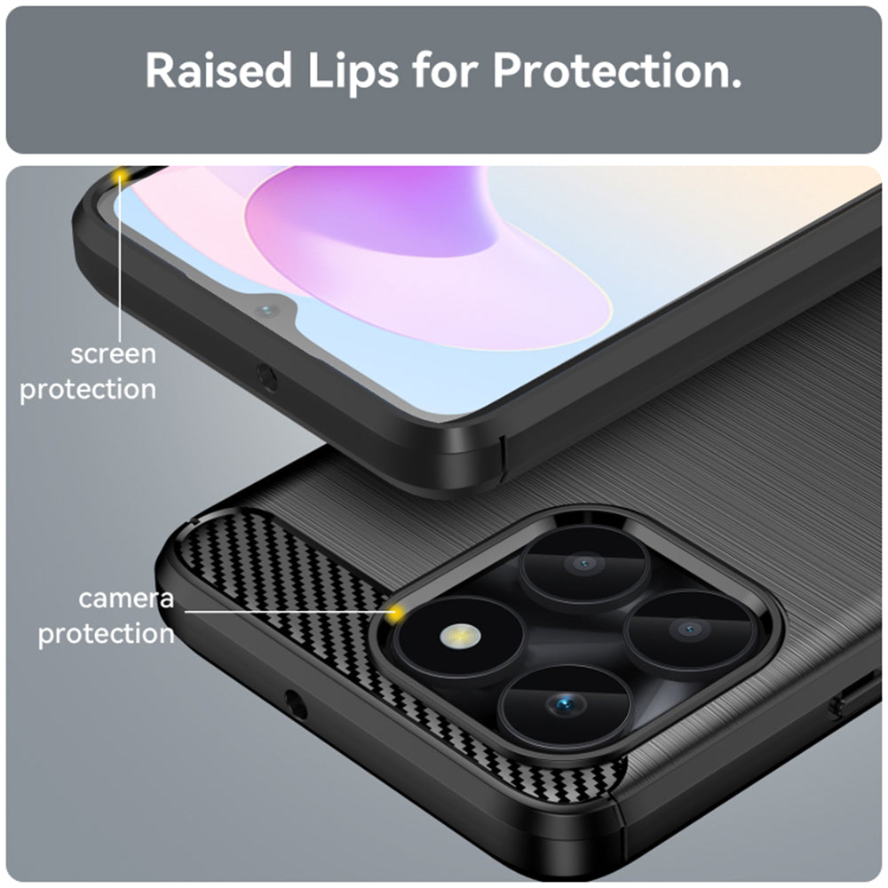 Fodral för Honor X6a, Techsuit, Kolfiber, Svart