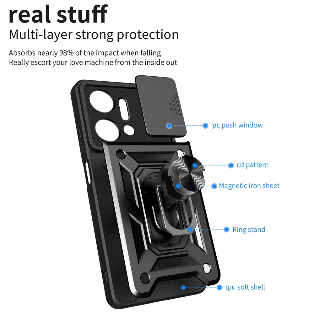 Fodral för Honor X7a, Techsuit, CamShield, Svart