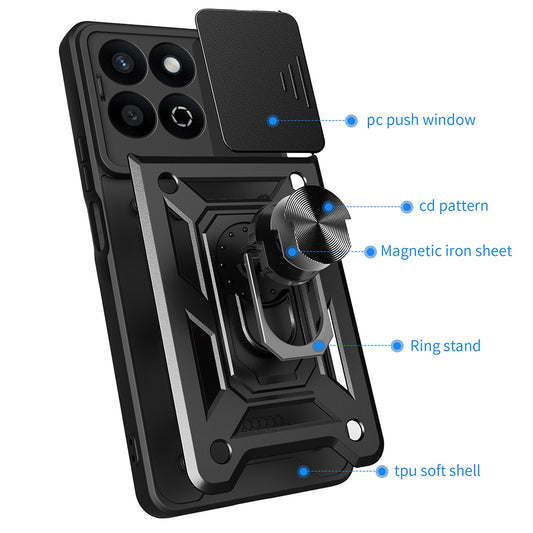 Fodral för Honor X7c / 200 Smart, Techsuit, CamShield, Svart