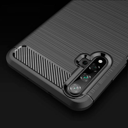 Fodral för Huawei nova 5T / Honor 20, Techsuit, Kolfiber, Svart