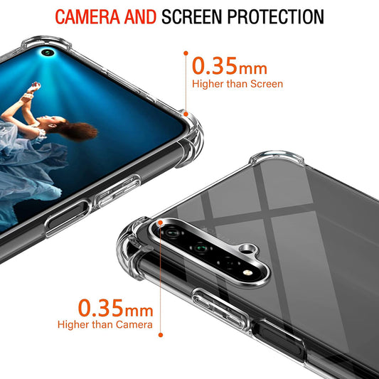Fodral för Huawei nova 5T / Honor 20, Techsuit, stöttåligt klart, transparent
