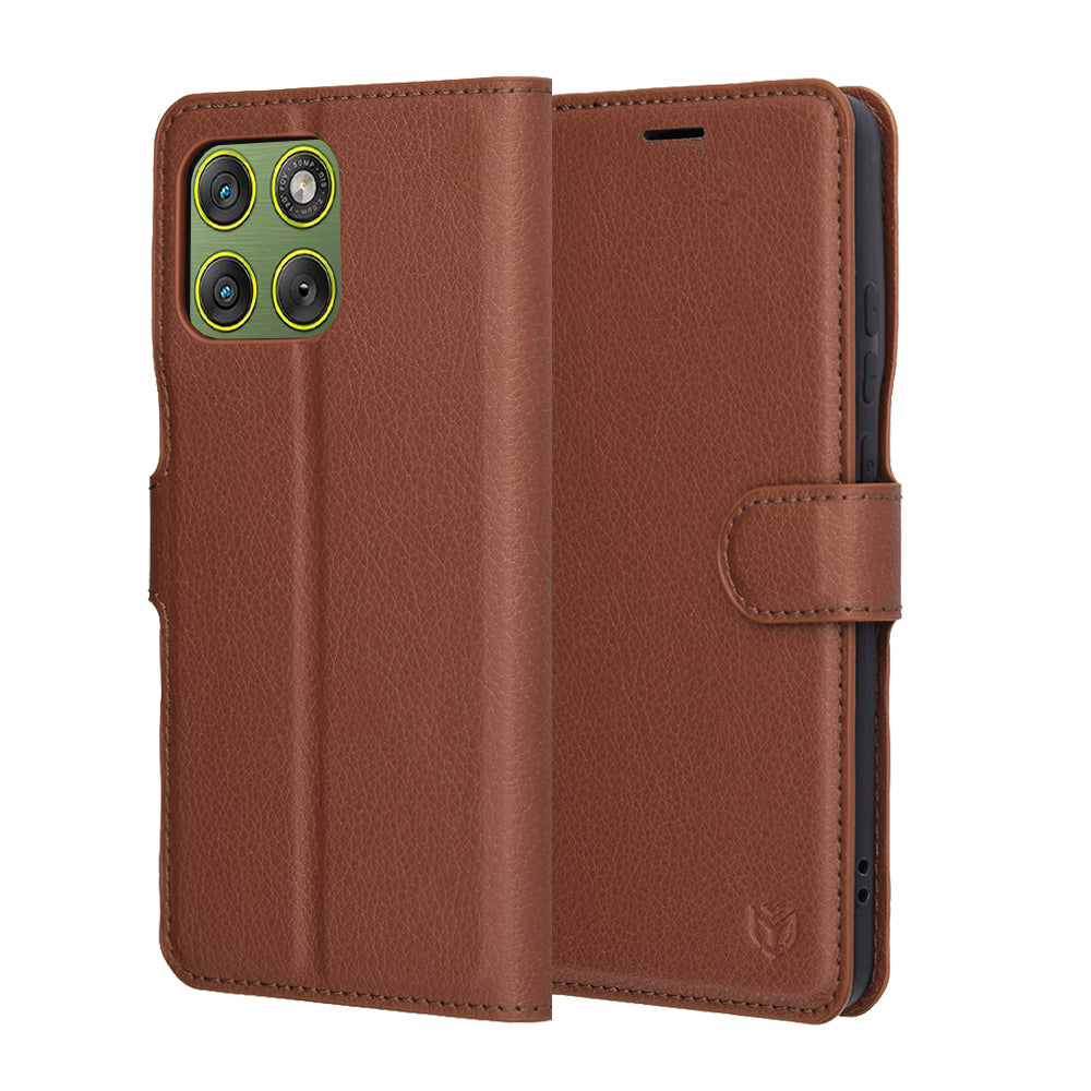 Fodral för Motorola Edge 70, Techsuit, Leather Folio, Brun