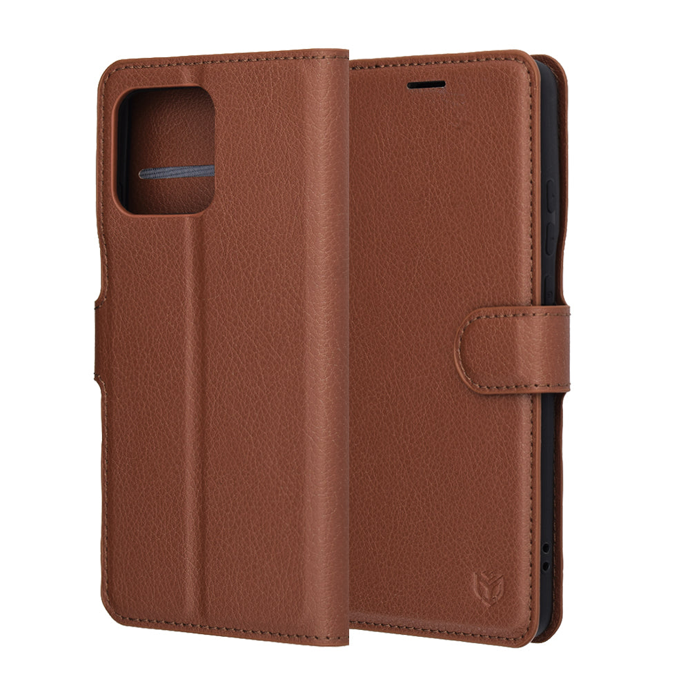 Fodral för Motorola Edge 70, Techsuit, Leather Folio, Brun