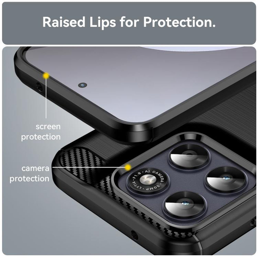 Skyddsfodral för Motorola Moto G77 / G67, Techsuit, Kolfiber, Svart