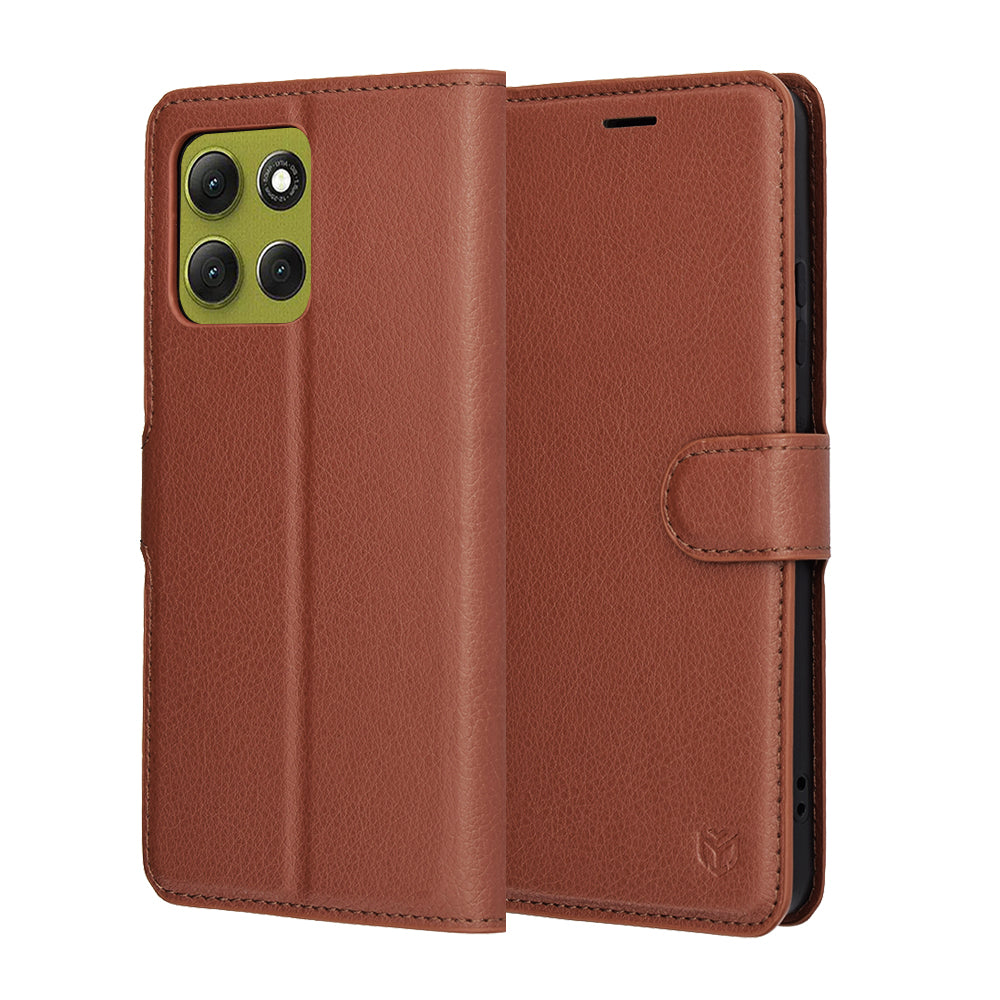 Fodral för Motorola Moto G86, Techsuit, Leather Folio, Brun