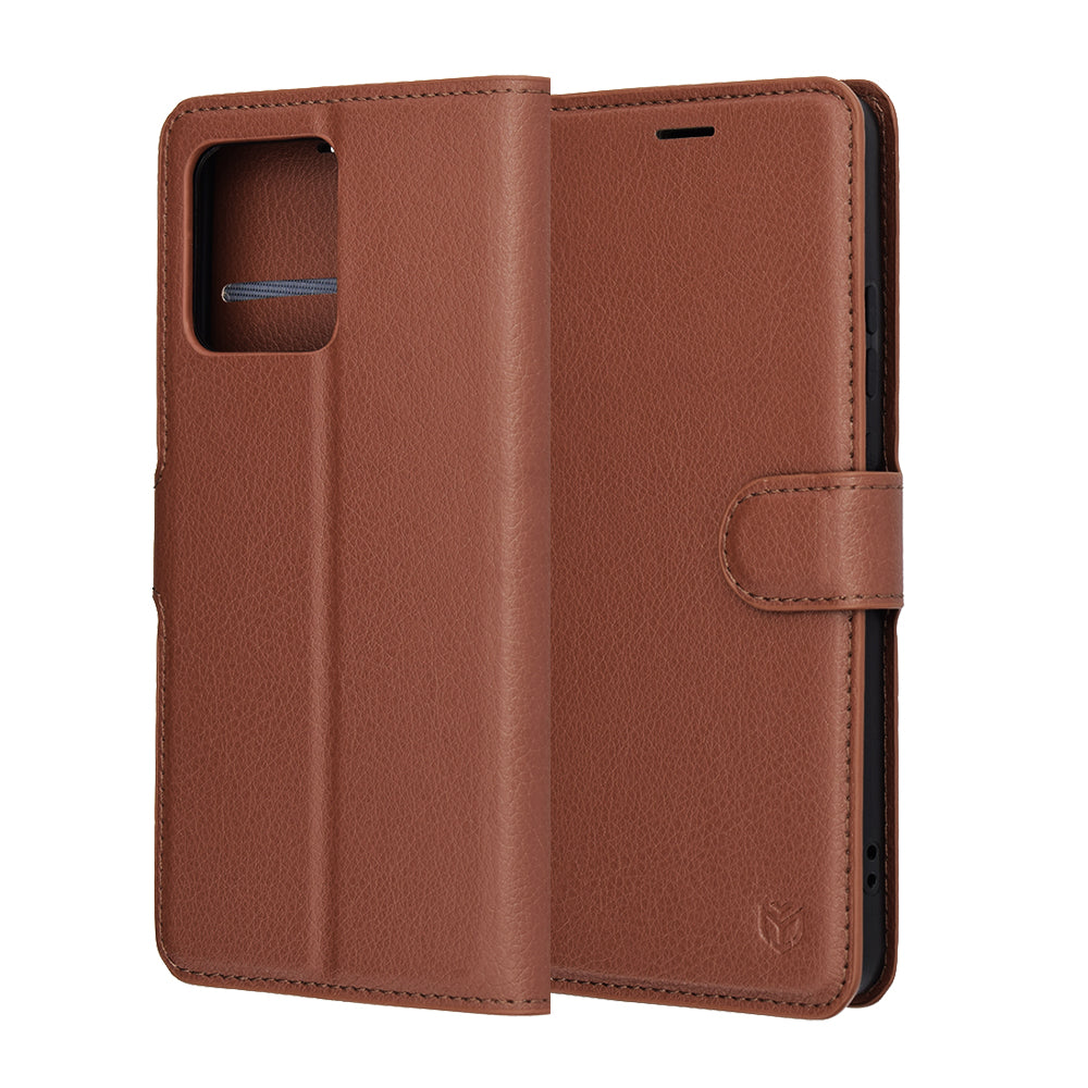 Fodral för Motorola Moto G86, Techsuit, Leather Folio, Brun