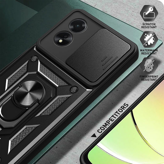 Fodral för Oppo A18 / A38, Techsuit, CamShield, Svart