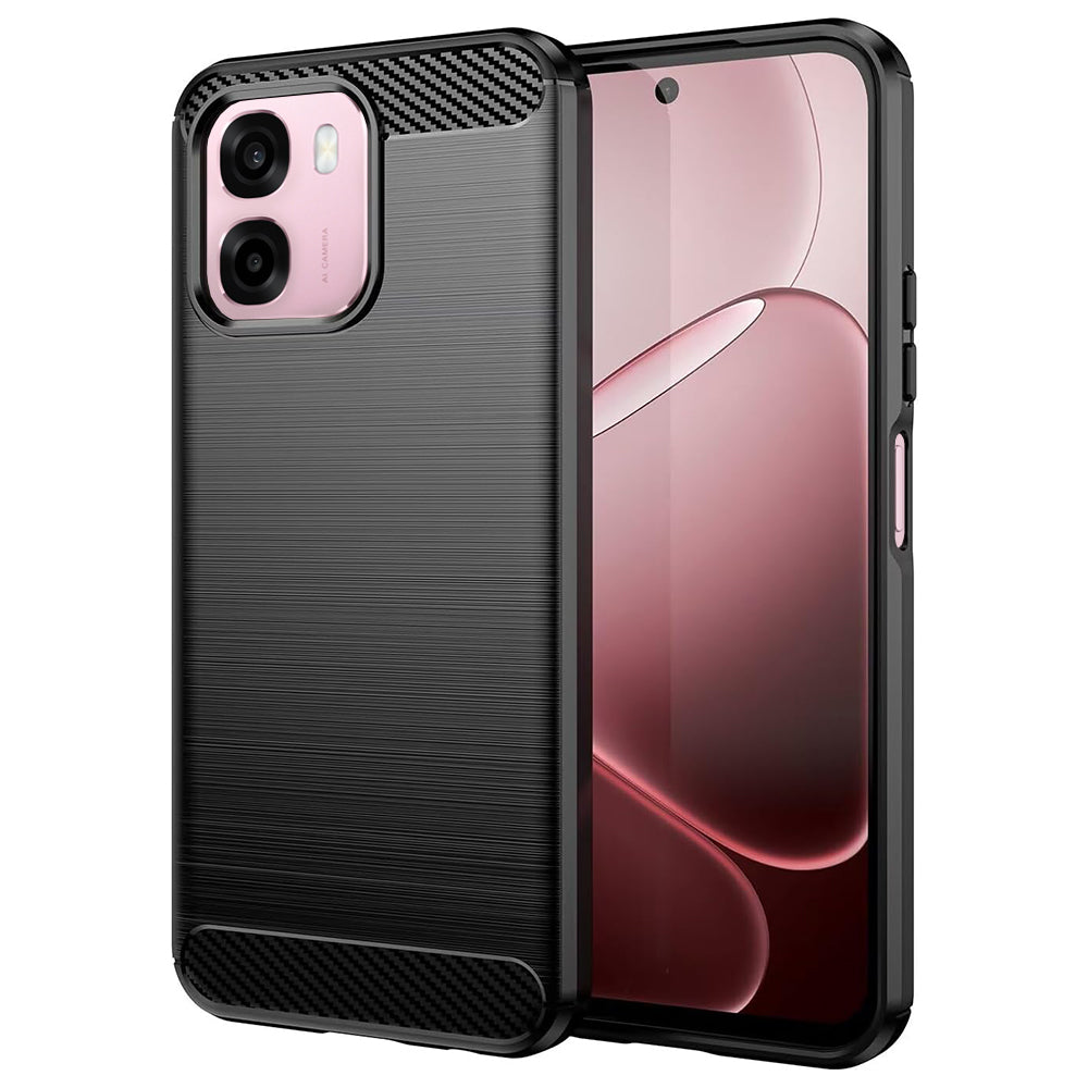 Skyddsfodral för Oppo A6 4G, Techsuit, Kolfiber, Svart
