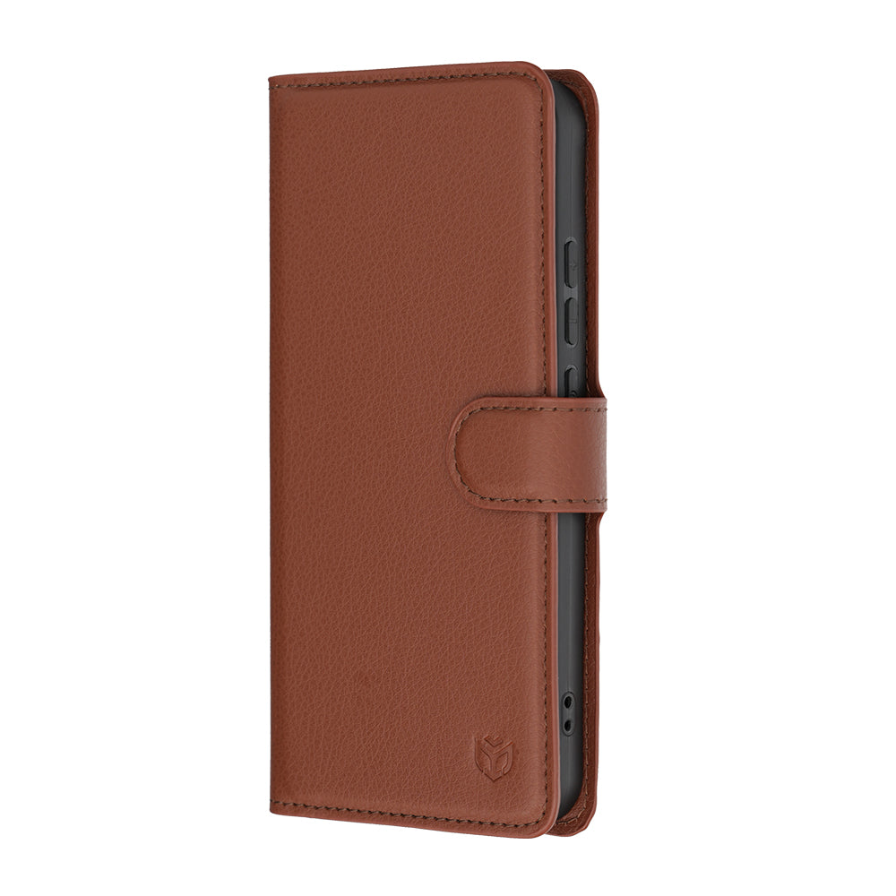 Fodral för Oppo Reno16 F / Reno16 FS, Techsuit, Läderfolio, Brun