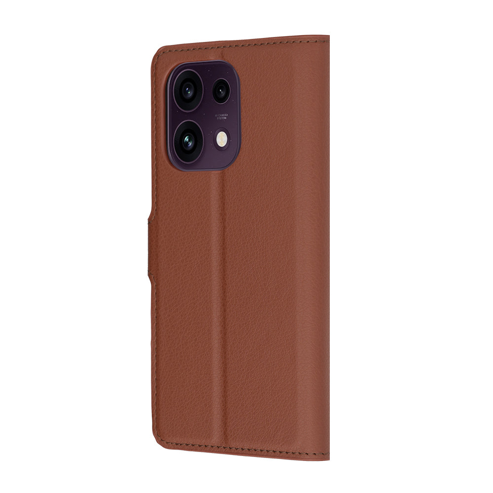 Fodral för Oppo Reno16 F / Reno16 FS, Techsuit, Läderfolio, Brun