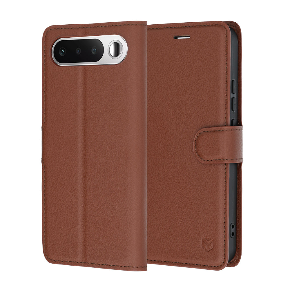 Fodral för Realme 16, Techsuit, Leather Folio, Brun