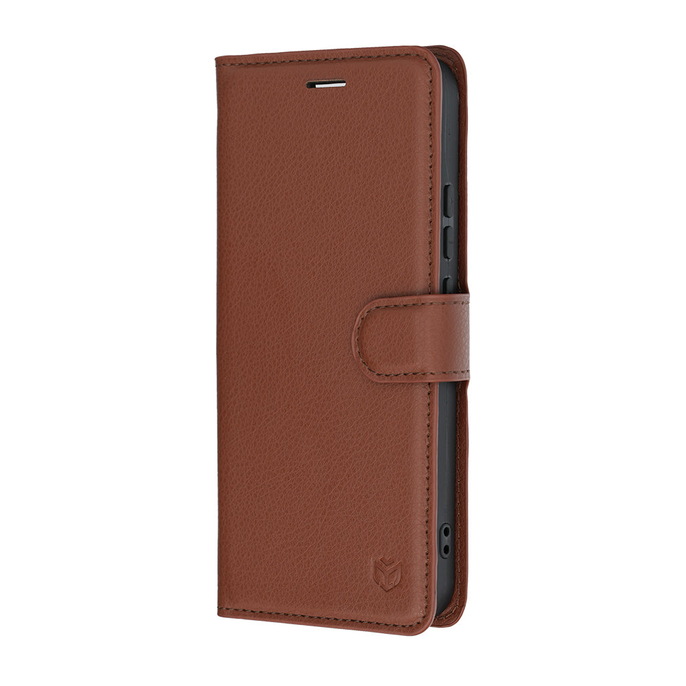 Fodral för Realme 16, Techsuit, Leather Folio, Brun