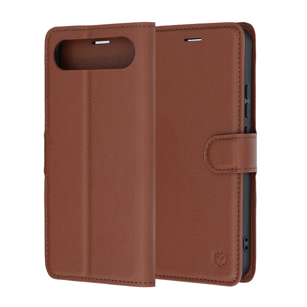 Fodral för Realme 16, Techsuit, Leather Folio, Brun