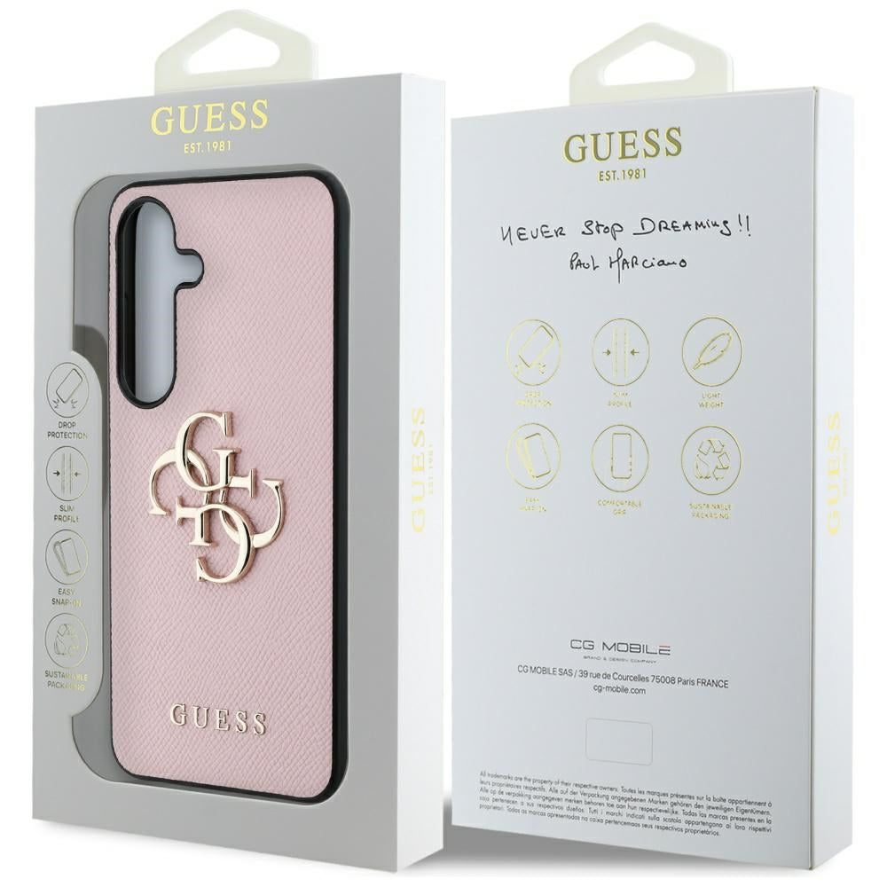 Fodral för Samsung Galaxy S25+ S936, Guess, 4G Grained Big and Classic Logo, Rosa, Återsigillat