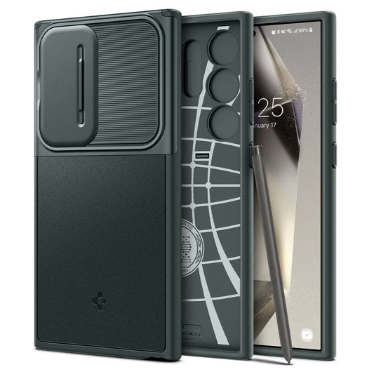 Fodral för Samsung Galaxy S24 Ultra S928, Spigen, OPTIK ARMOR, Grön ACS07314