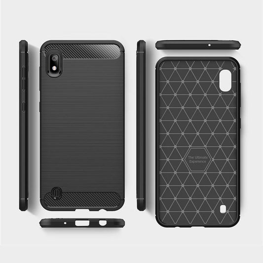 Fodral för Samsung Galaxy A10 A105 / M10 M105, Techsuit, Kolfiber, Svart