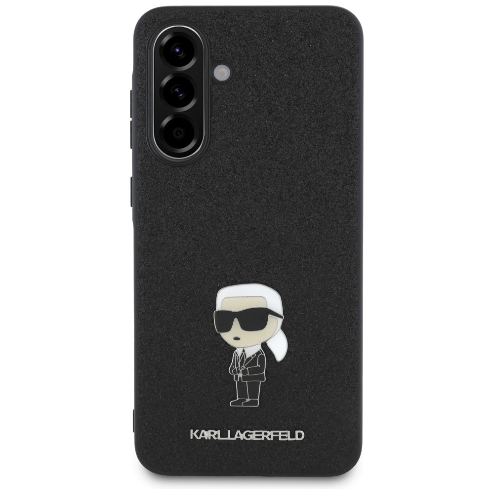 Fodral för Samsung Galaxy A36 A366, Karl Lagerfeld, Glitter Fixed Ikonik Karl, Svart