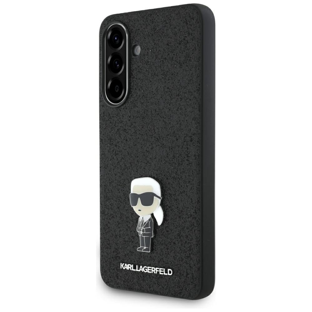 Fodral för Samsung Galaxy A36 A366, Karl Lagerfeld, Glitter Fixed Ikonik Karl, Svart